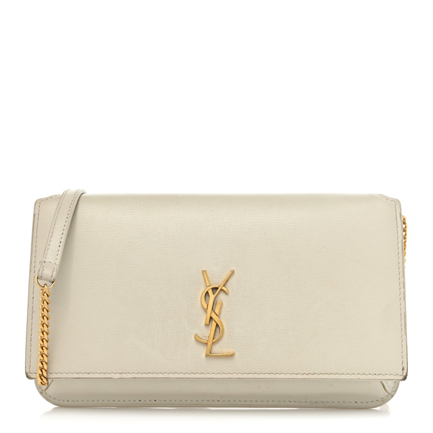 Saint Laurent Smooth Calfskin Monogram Phone Holder Crossbody Crema Soft 1 of 15