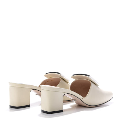 Gucci Malaga Kid Crystal Square G Madelyn Mules 38 Vintage White 4 of 10