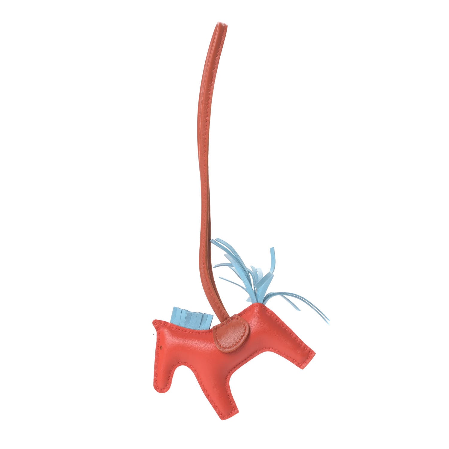 Hermes Milo Lambskin Grigri Rodeo Horse Bag Charm PM Capucine Celeste Cornaline 1 of 5