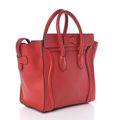 Celine Drummed Calfskin Mini Luggage Coquelicot 3 of 9
