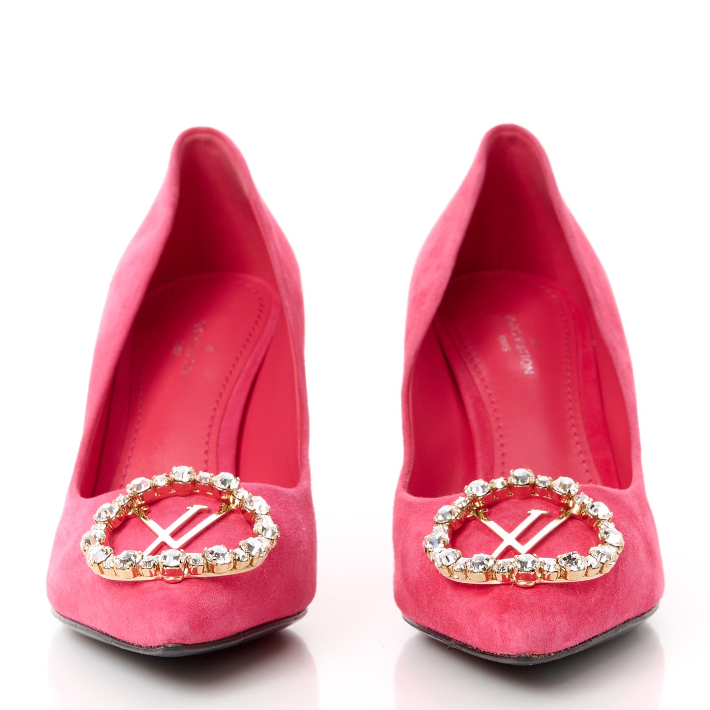 Suede Baby Goat Swarovski Crystal Madeleine Pumps 36 Pink