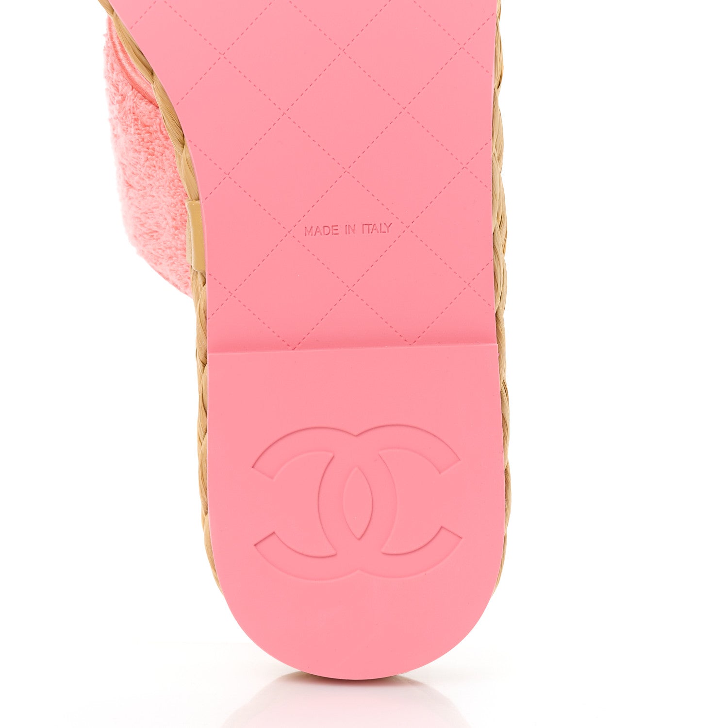 Chanel Terry Cloth Raffia CC Logo Thong Sandals 39.5 Pink 6 of 8