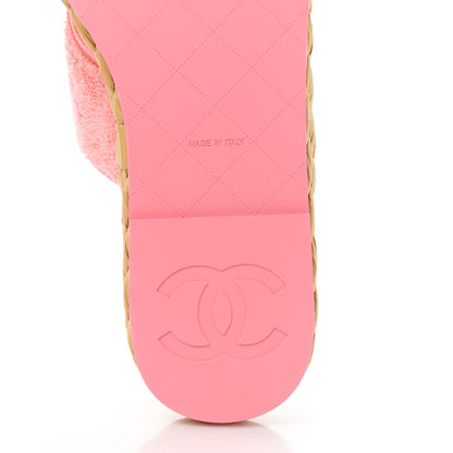 Chanel Terry Cloth Raffia CC Logo Thong Sandals 39.5 Pink 6 of 8