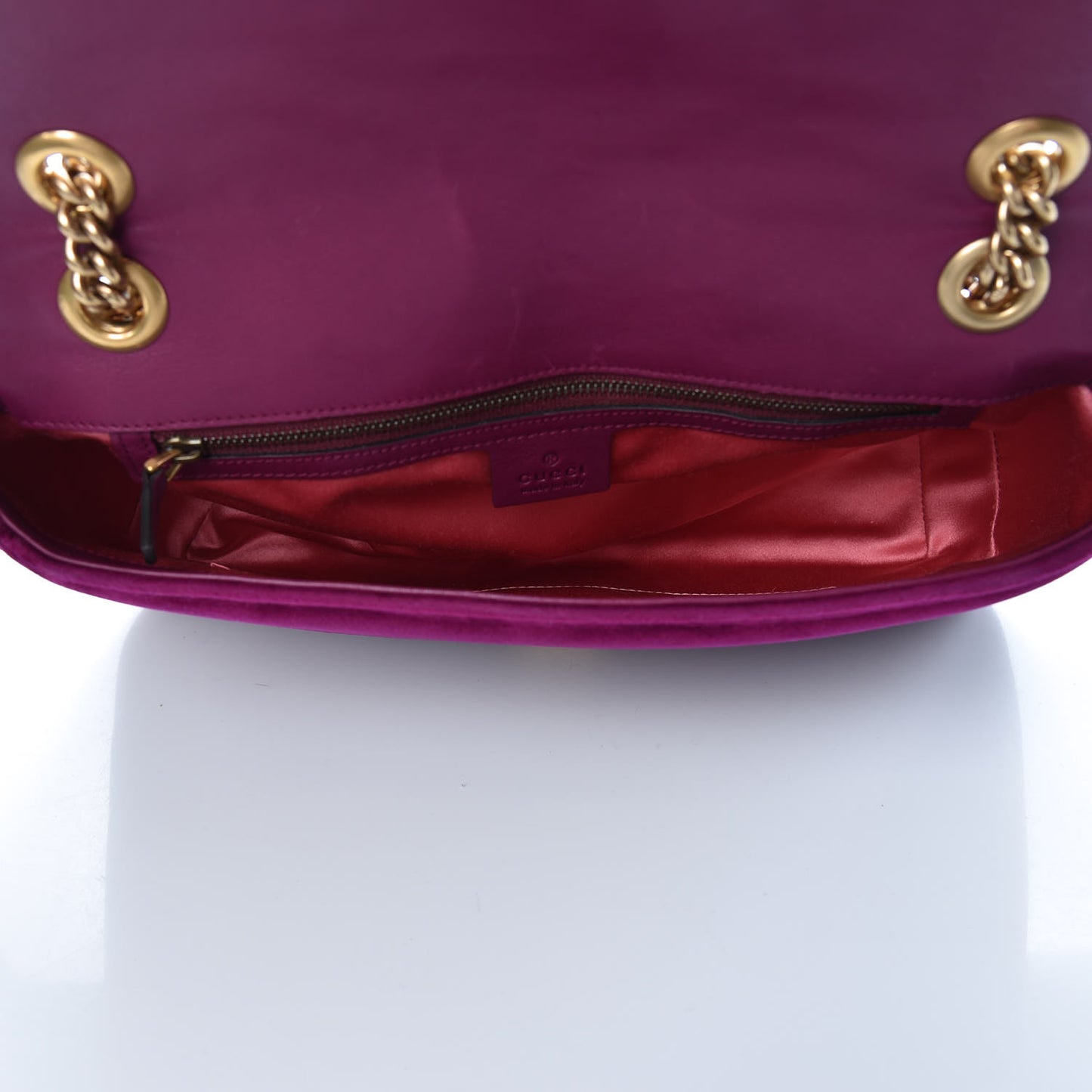 Velvet Matelasse Medium GG Marmont Shoulder Bag Fuchsia Violet Cyclamen