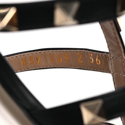 Valentino Garavani Nappa Rockstud Caged Flat Slide Sandals 36 Black 9 of 10