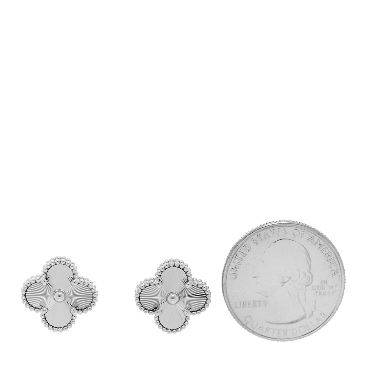 18K White Gold Guilloche Vintage Alhambra Earrings