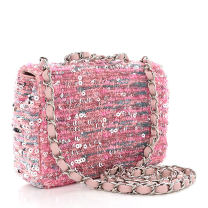 Chanel Sequin Mini Rectangular Flap Light Pink Silver 3 of 11