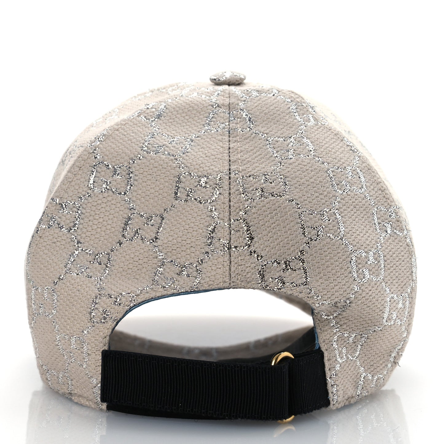 Canvas Lame GG Monogram Rush Baseball Hat L Gardenia Silver