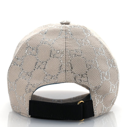 Gucci Canvas Lame GG Monogram Rush Baseball Hat L Gardenia Silver 6 of 10