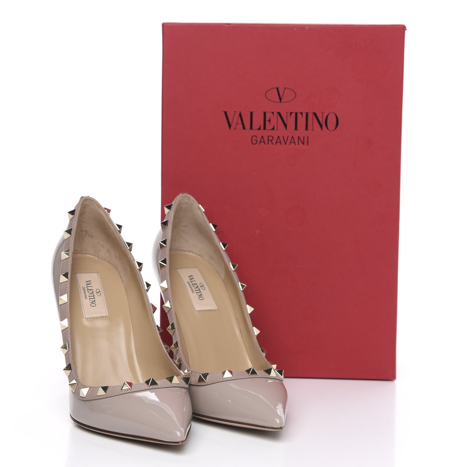 Valentino Garavani Patent Rockstud 100mm Pumps 38.5 Poudre 9 of 9