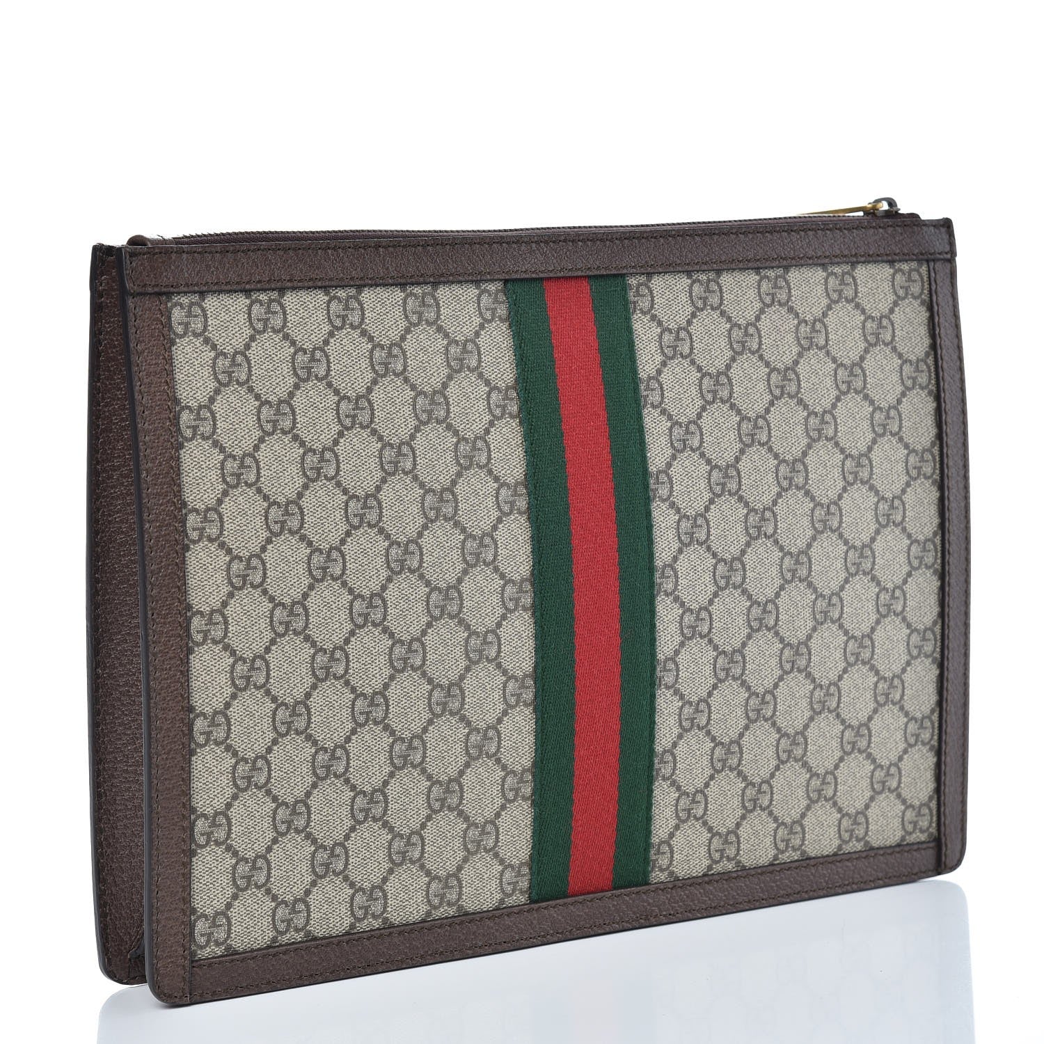 Gucci GG Supreme Monogram Web Ophidia Portfolio Pouch Beige New Acero 3 of 7