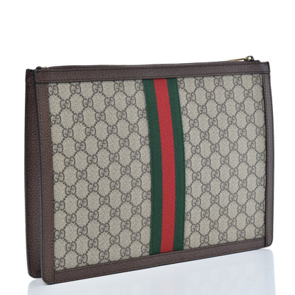 Gucci GG Supreme Monogram Web Ophidia Portfolio Pouch Beige New Acero 3 of 7