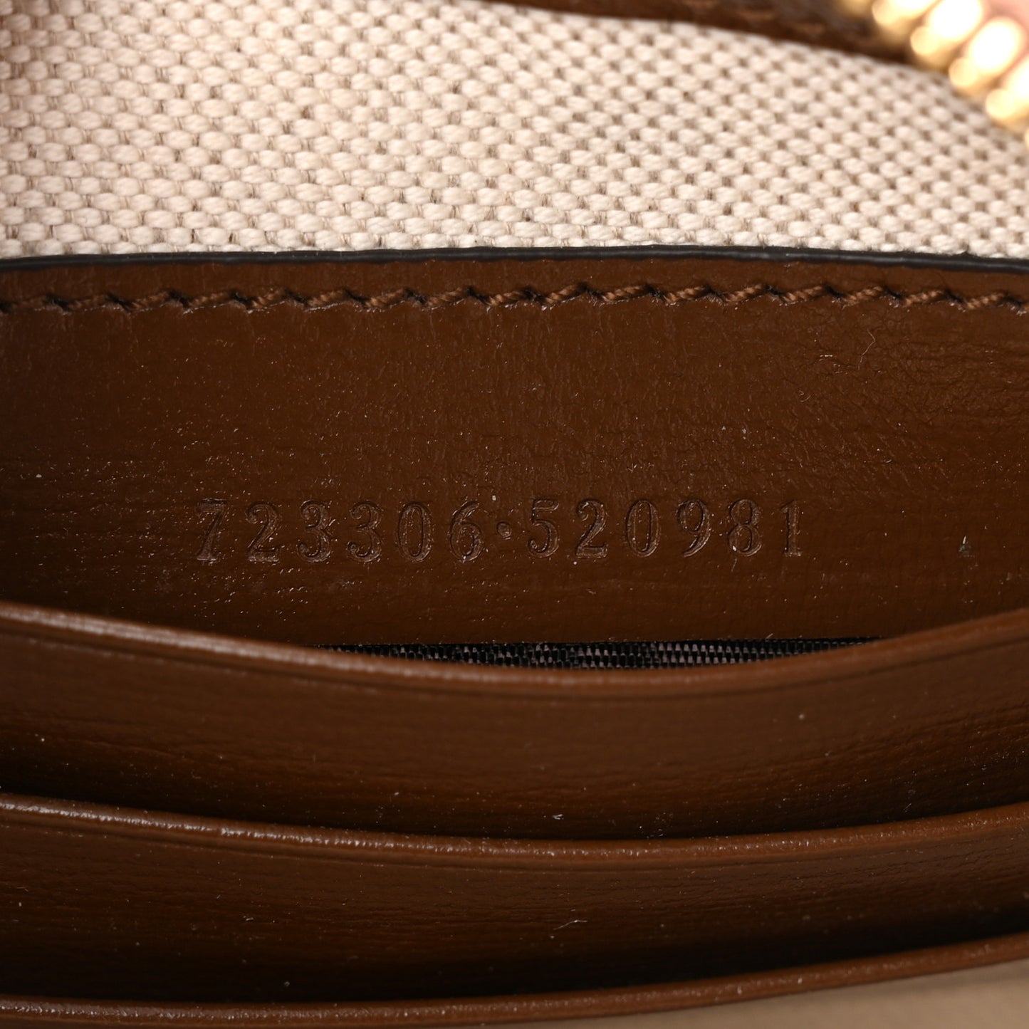 GG Supreme Monogram Azalea Calfskin Small Retro Interlocking G Wristlet Messenger Bag Beige Ebony Brown Sugar