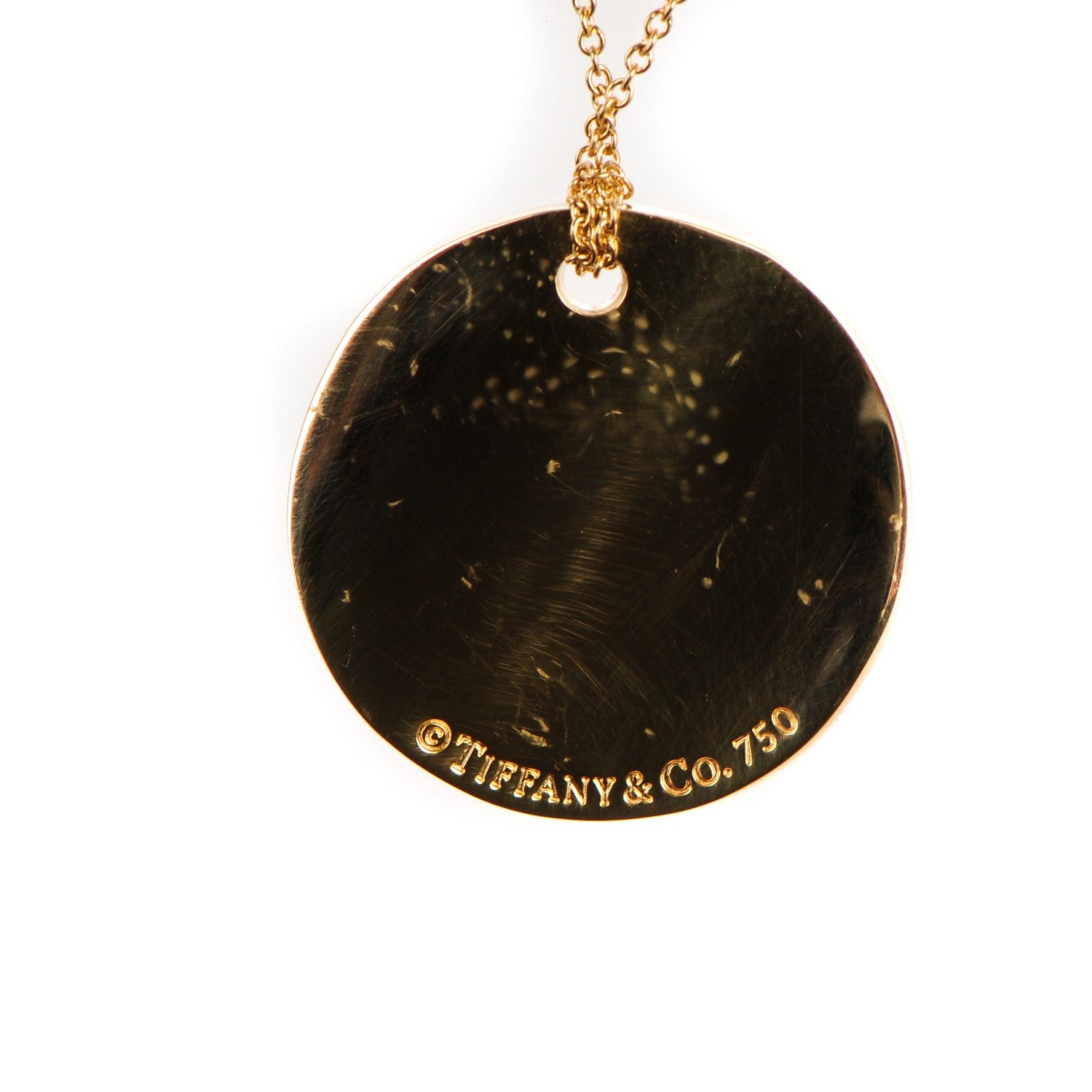 Tiffany 18K Yellow Gold Notes Round Pendant Necklace 5 of 8