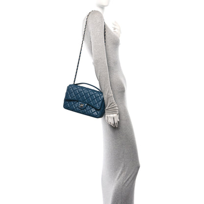 Chanel Lambskin Quilted Medium Easy Carry Flap Blue 2 of 12