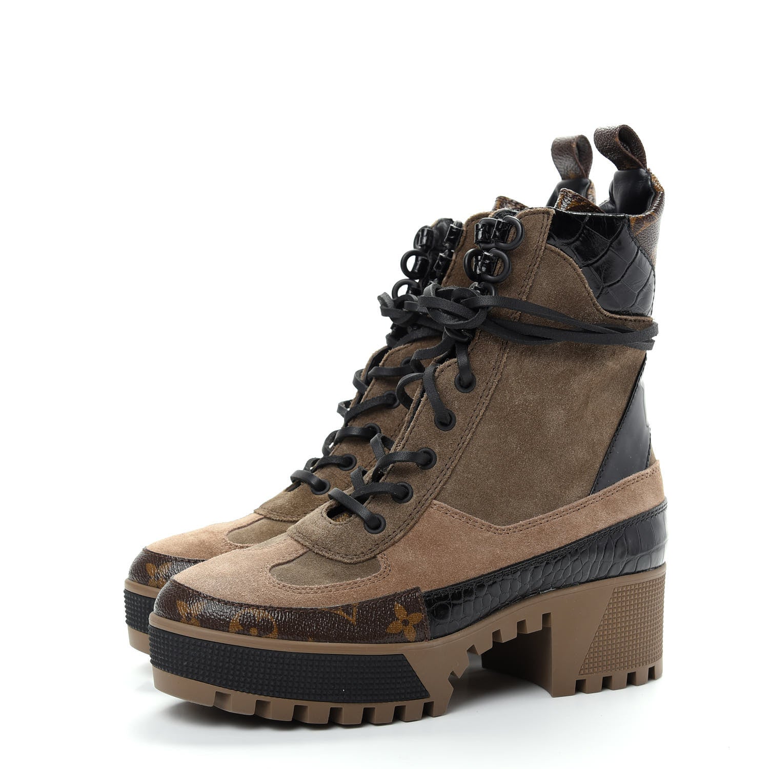 Louis Vuitton Suede Calfskin Monogram Laureate Platform Desert