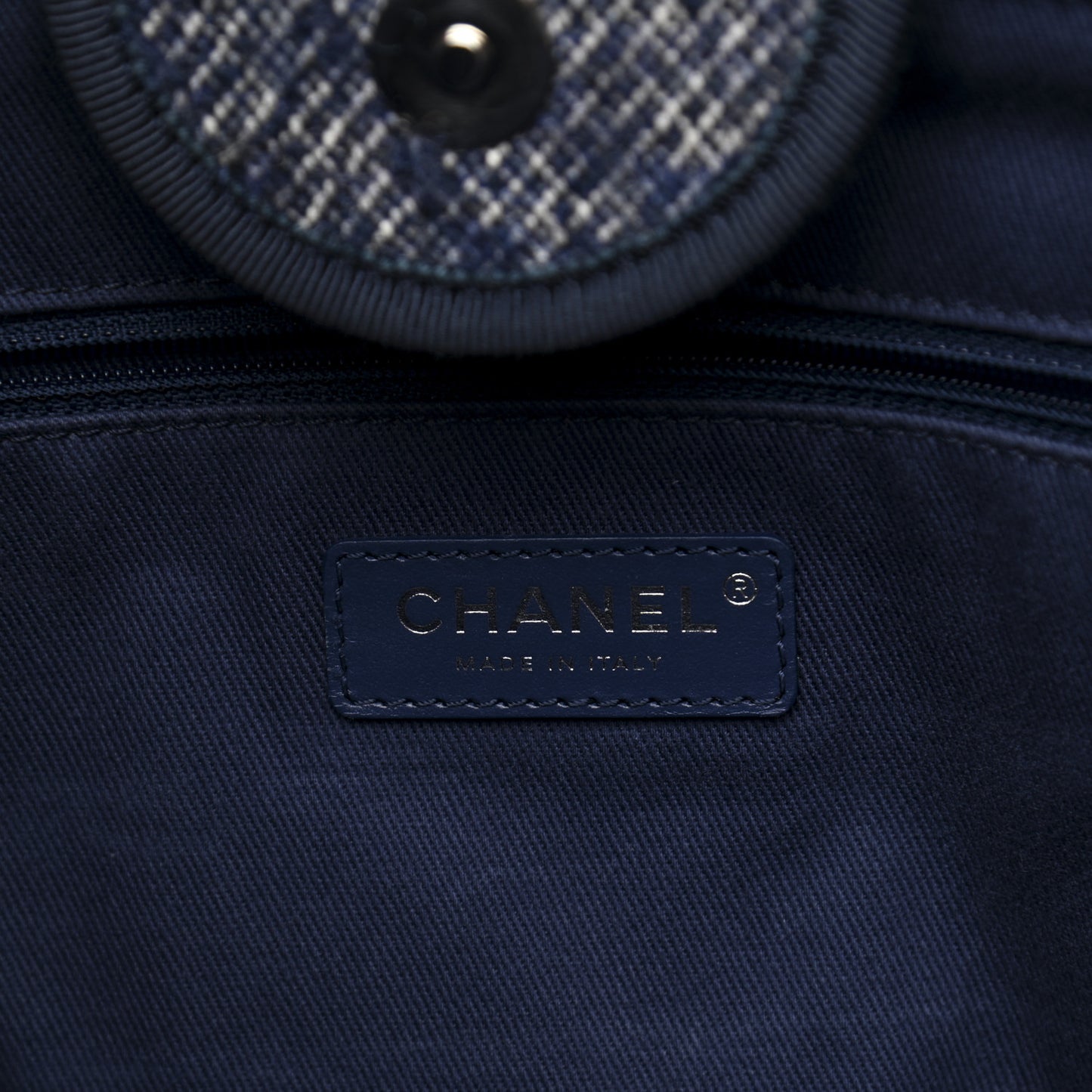 Mixed Fibers Calfskin Medium Deauville Tote Blue