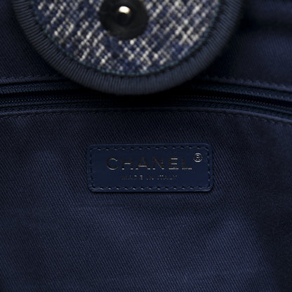 Chanel Mixed Fibers Calfskin Medium Deauville Tote Blue 6 of 10