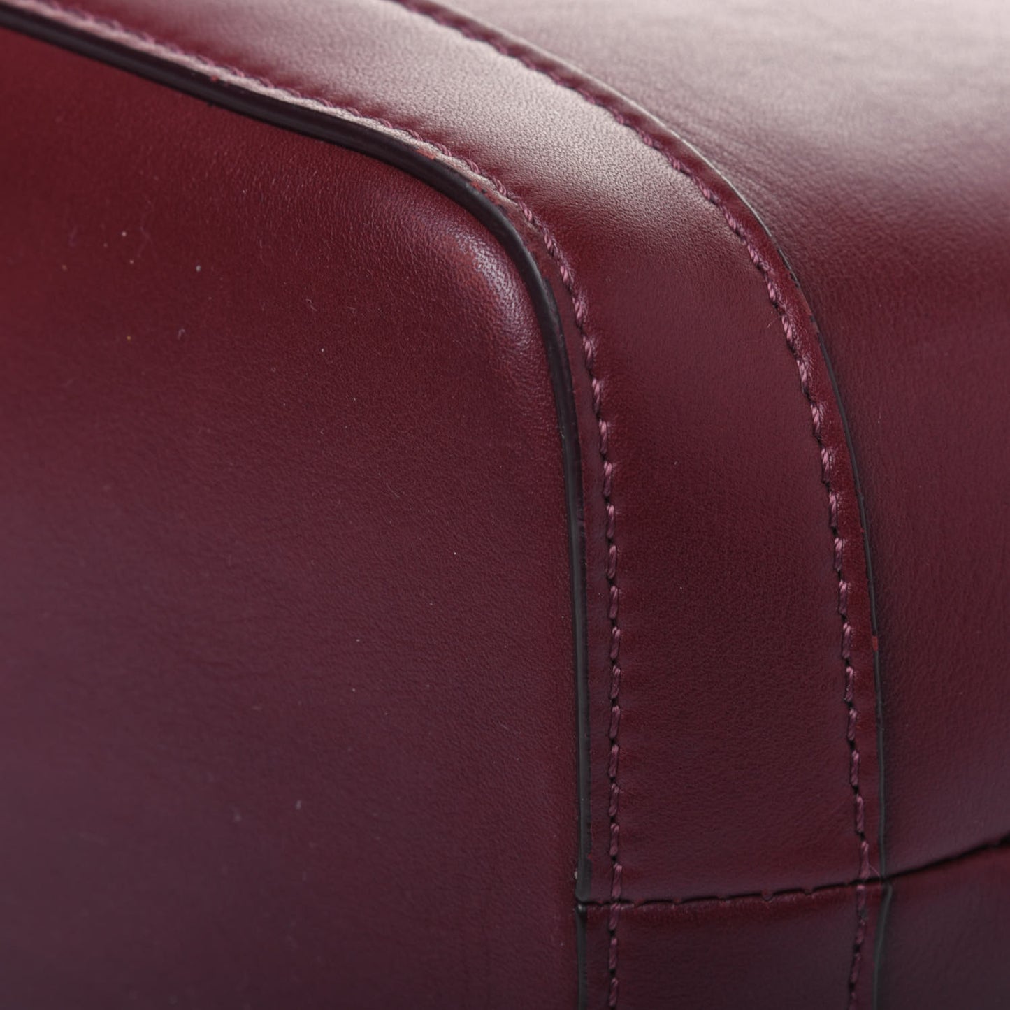 Smooth Calfskin Buckle Bucket Bag Burgundy