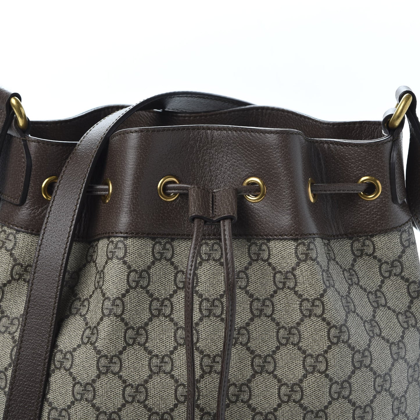 GG Supreme Monogram Web Ophidia Bucket Bag Brown