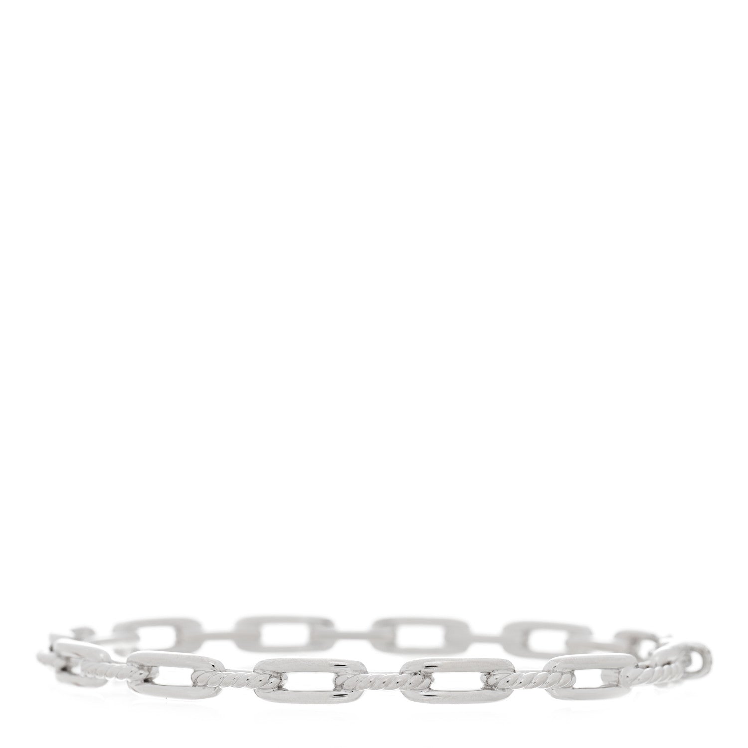 David Yurman 18K White Gold Diamond 4mm Stax Chain Link Bracelet 2 of 3