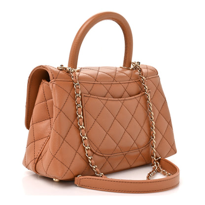 Chanel Caviar Quilted Lizard Embossed Mini Coco Handle Flap Beige 3 of 10