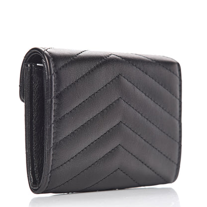 Chanel Calfskin Chevron Quilted Compact Flap Wallet Black 3 of 9