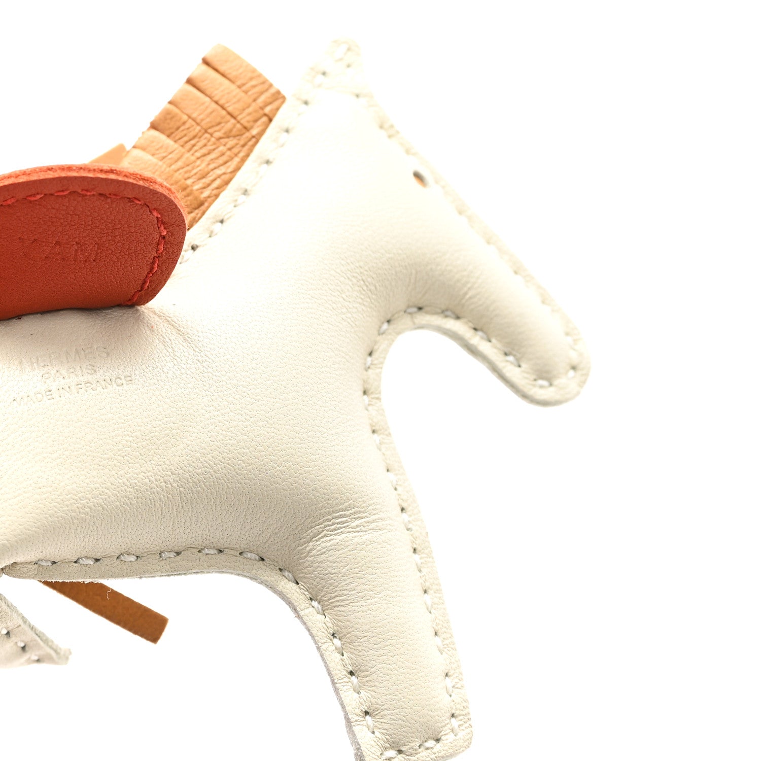 Hermes Milo Lambskin Grigri Rodeo Horse Bag Charm PM Craie Sesame Cornaline 3 of 4