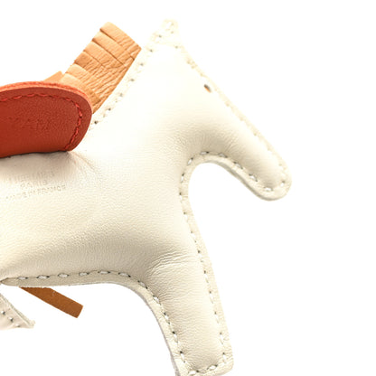 Hermes Milo Lambskin Grigri Rodeo Horse Bag Charm PM Craie Sesame Cornaline 3 of 4