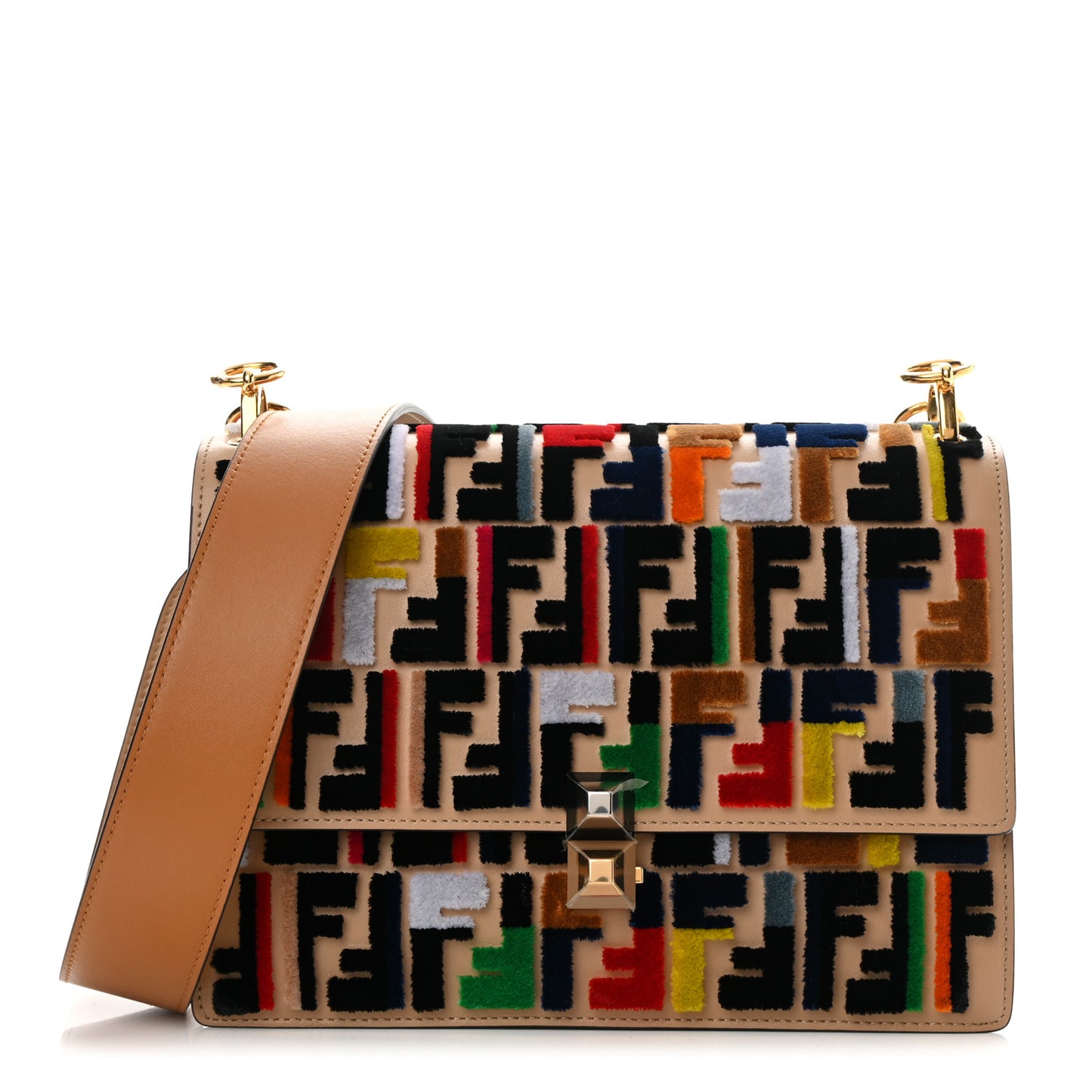 Vitello Liberty Velvet FF Multicolor Kan I Shoulder Bag Multicolor Cuoio