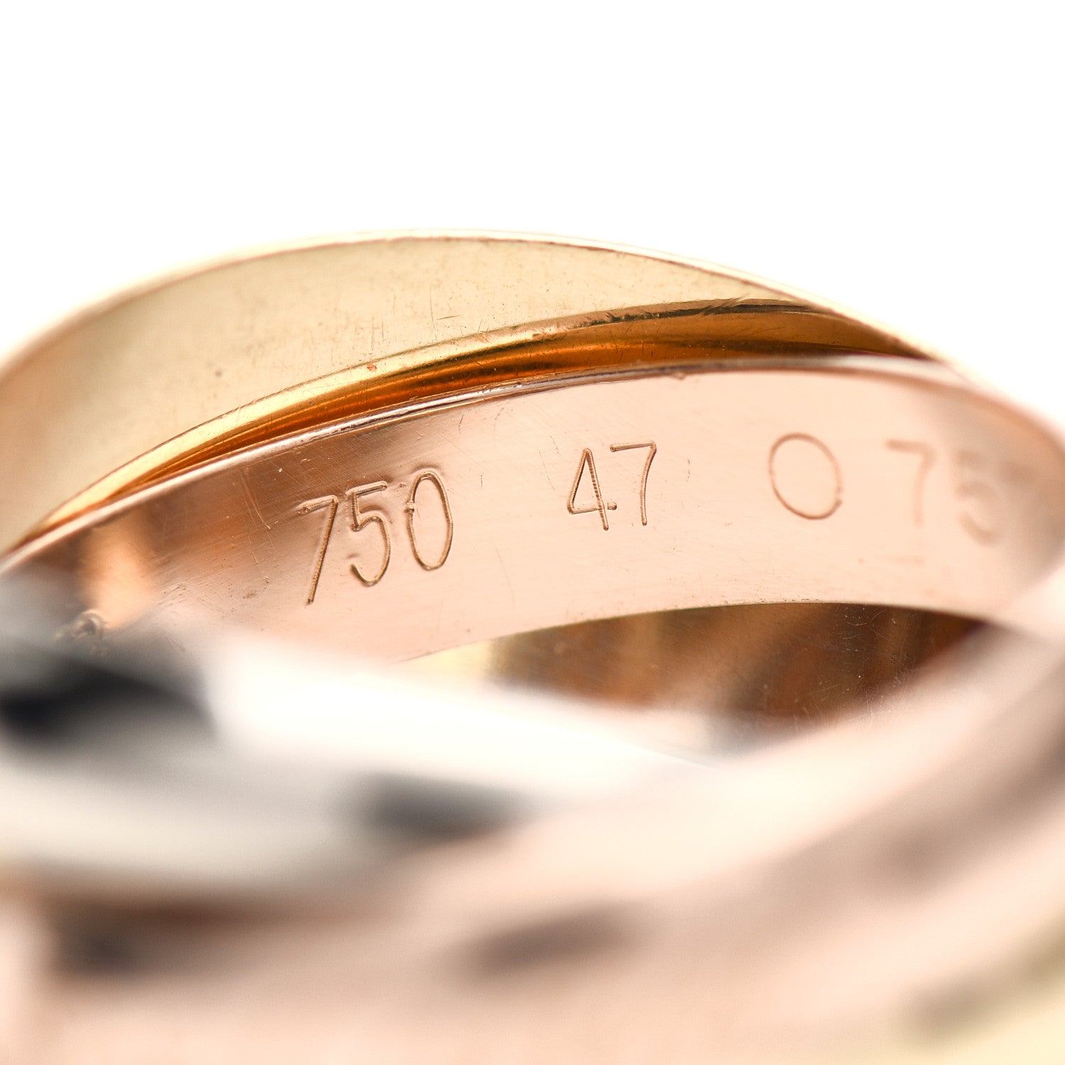 Cartier 18K Pink Yellow White Gold Classic Les Must De Cartier Trinity Ring 47 4 4 of 4
