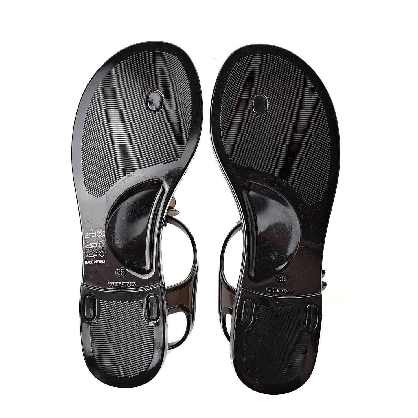 Jelly Camellia Thong Sandals 38 Black