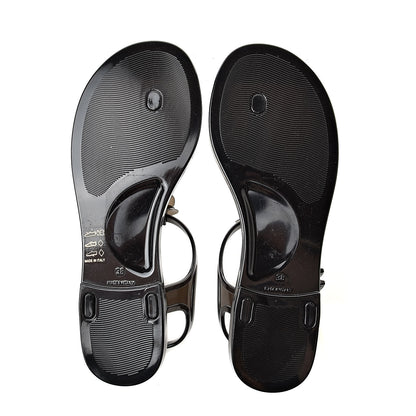 Chanel Jelly Camellia Thong Sandals 38 Black 5 of 8