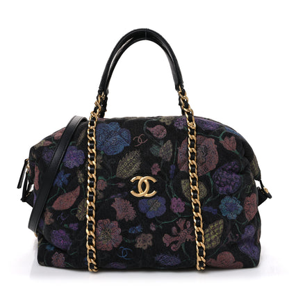 Chanel Denim Printed Destination Chenonceau Shoulder Bag Charcoal Multicolor 1 of 10