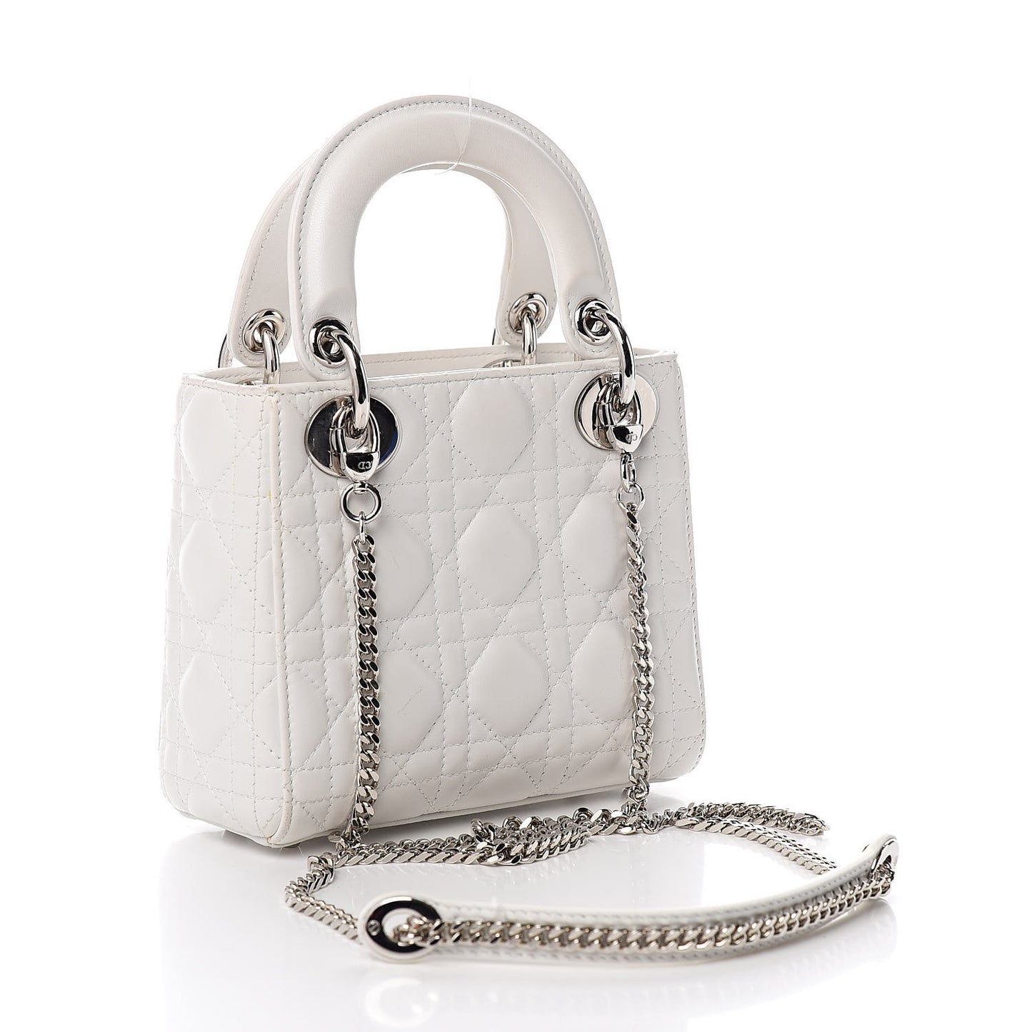 Lambskin Cannage Mini Lady Dior White