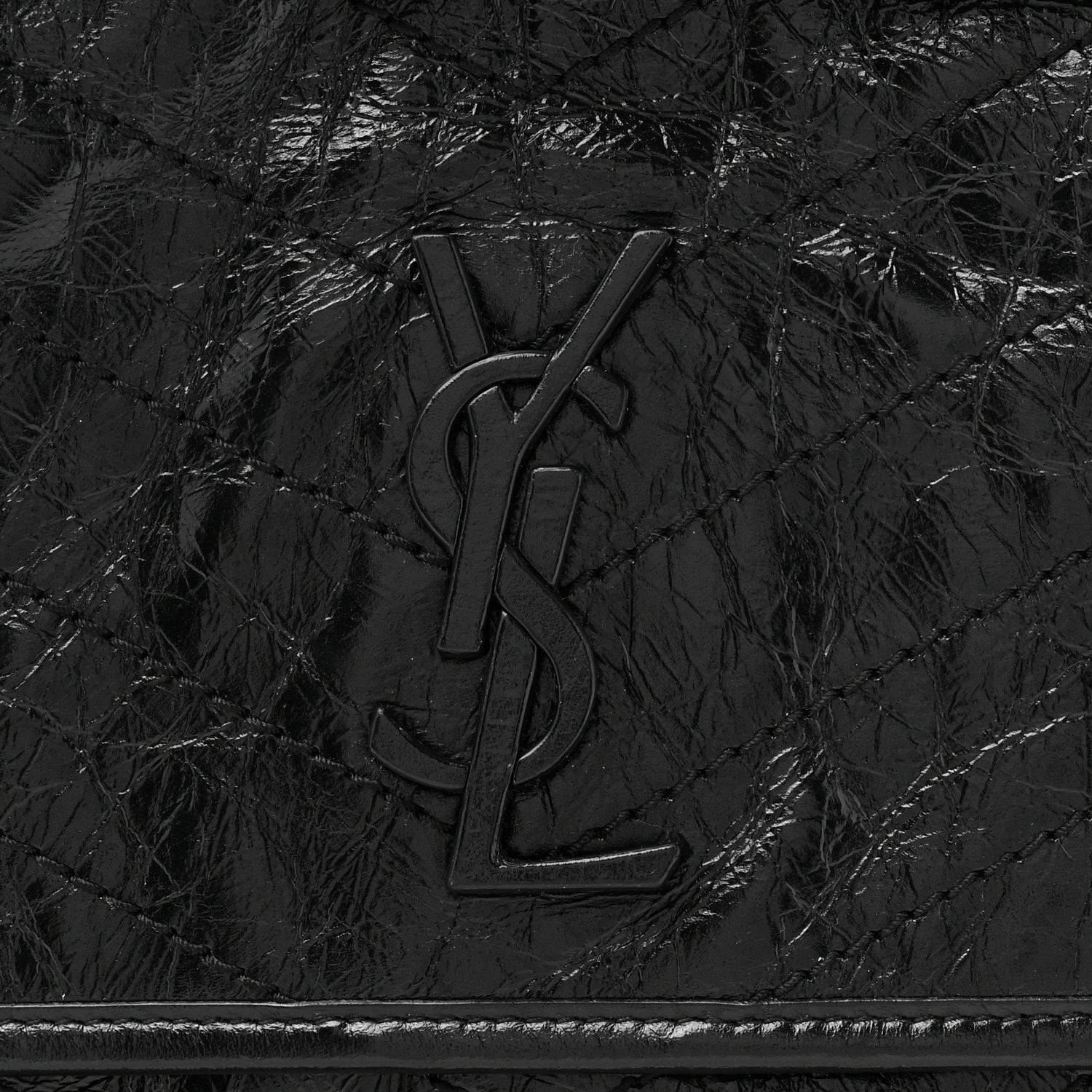 Saint Laurent Crinkled Calfskin Matelasse Monogram Medium Niki Chain Satchel Black 8 of 11