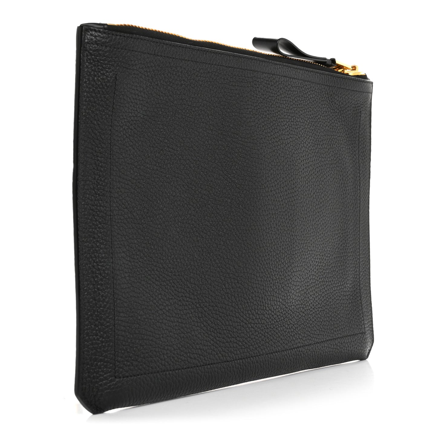 Calfskin Portfolio Clutch With Handle Black