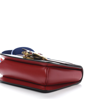 Gucci Calfskin Sylvie Web Queen Margaret Shoulder Bag Blue Agata Hibiscus Red Mystic White 11 of 14