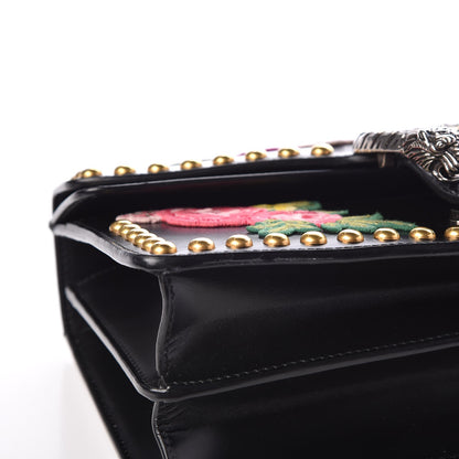 Gucci Calfskin Floral Embroidered Studded Small Dionysus Shoulder Bag Black 6 of 16