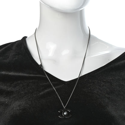 Chanel Enamel CC Camellia Necklace Black 2 of 6