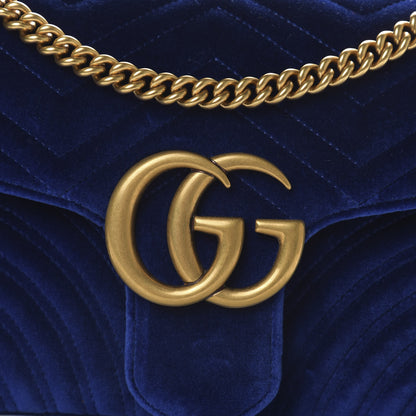 Gucci Velvet Matelasse Medium GG Marmont Shoulder Bag Cobalt Blue 9 of 9