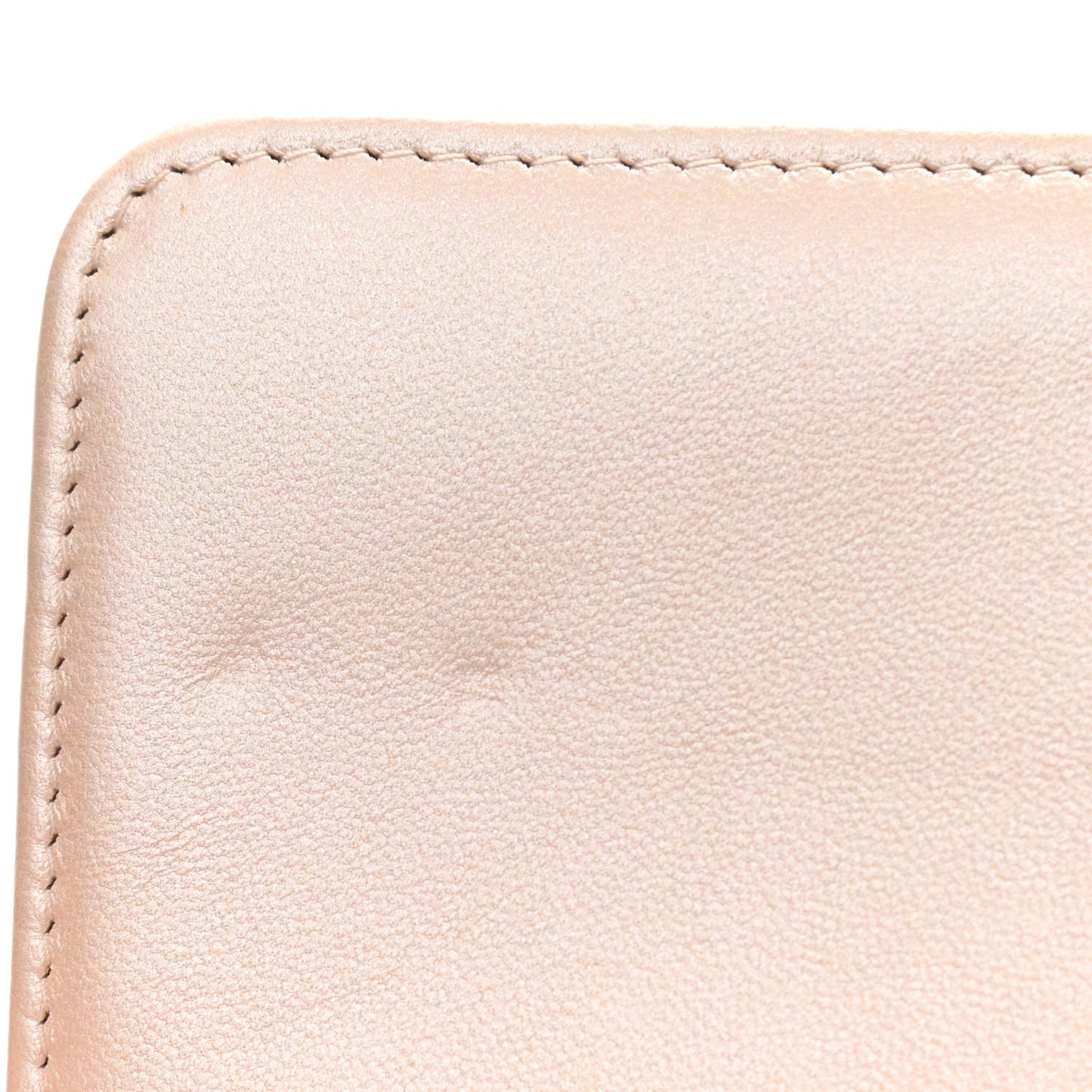 Iridescent Lambskin Quilted Pearl Wallet On Chain WOC Light Beige