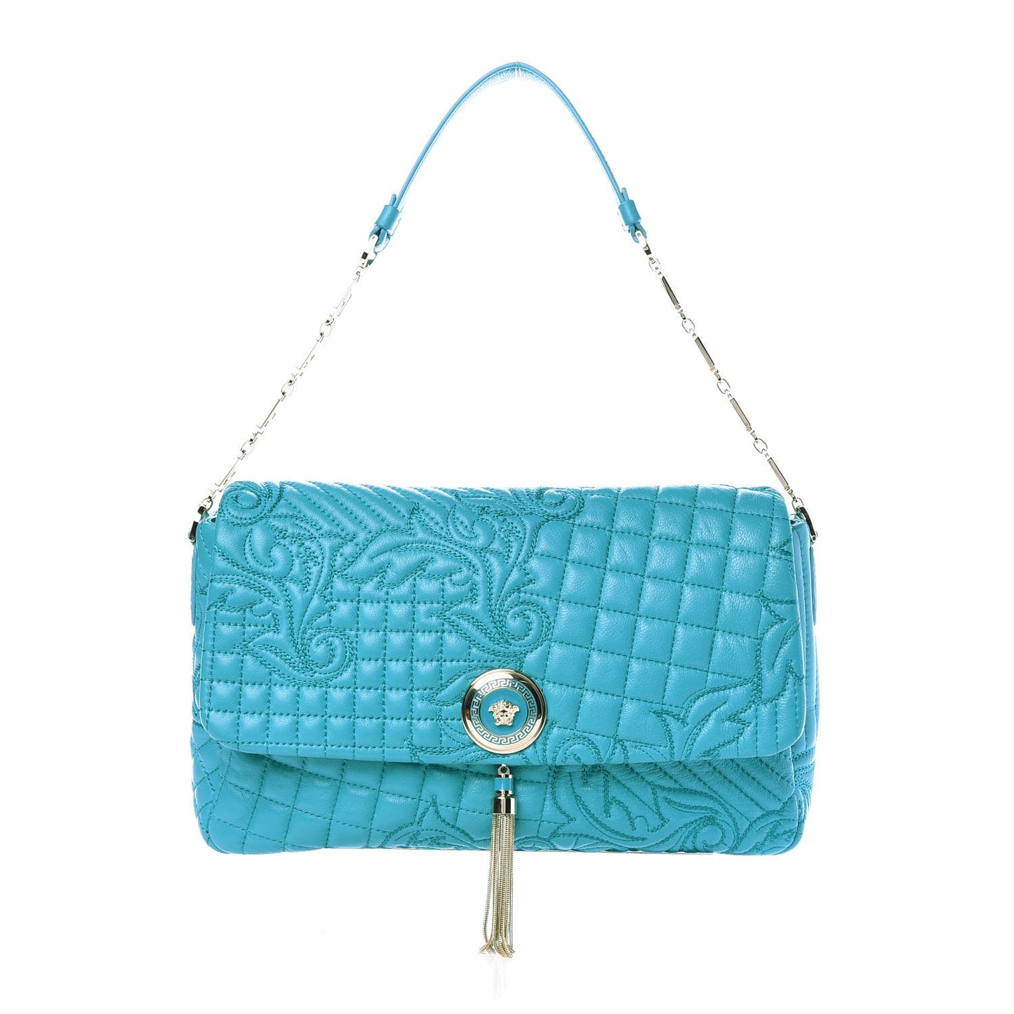 Nappa Barocco Quilted Vanitas Medea Shoulder Bag Blue