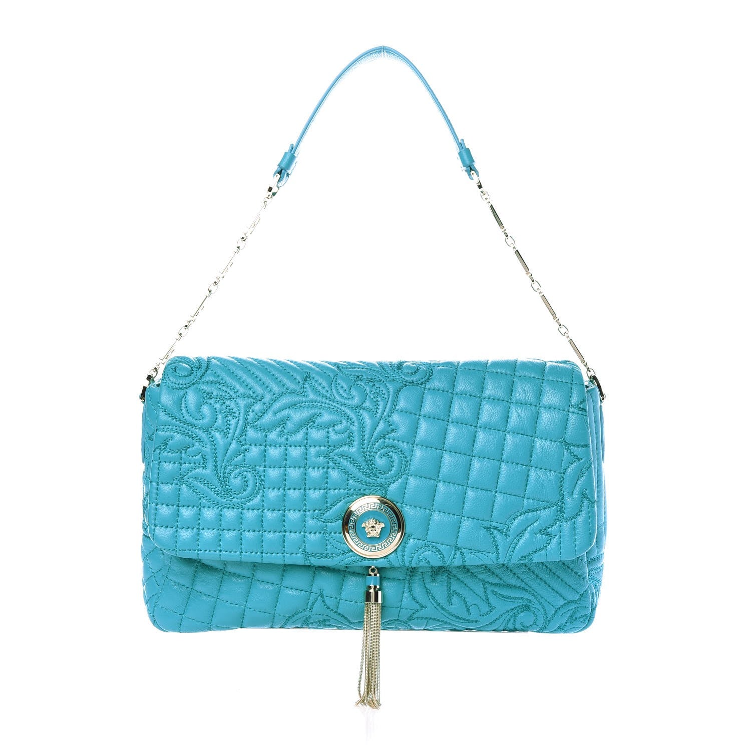 Versace Nappa Barocco Quilted Vanitas Medea Shoulder Bag Blue 1 of 7