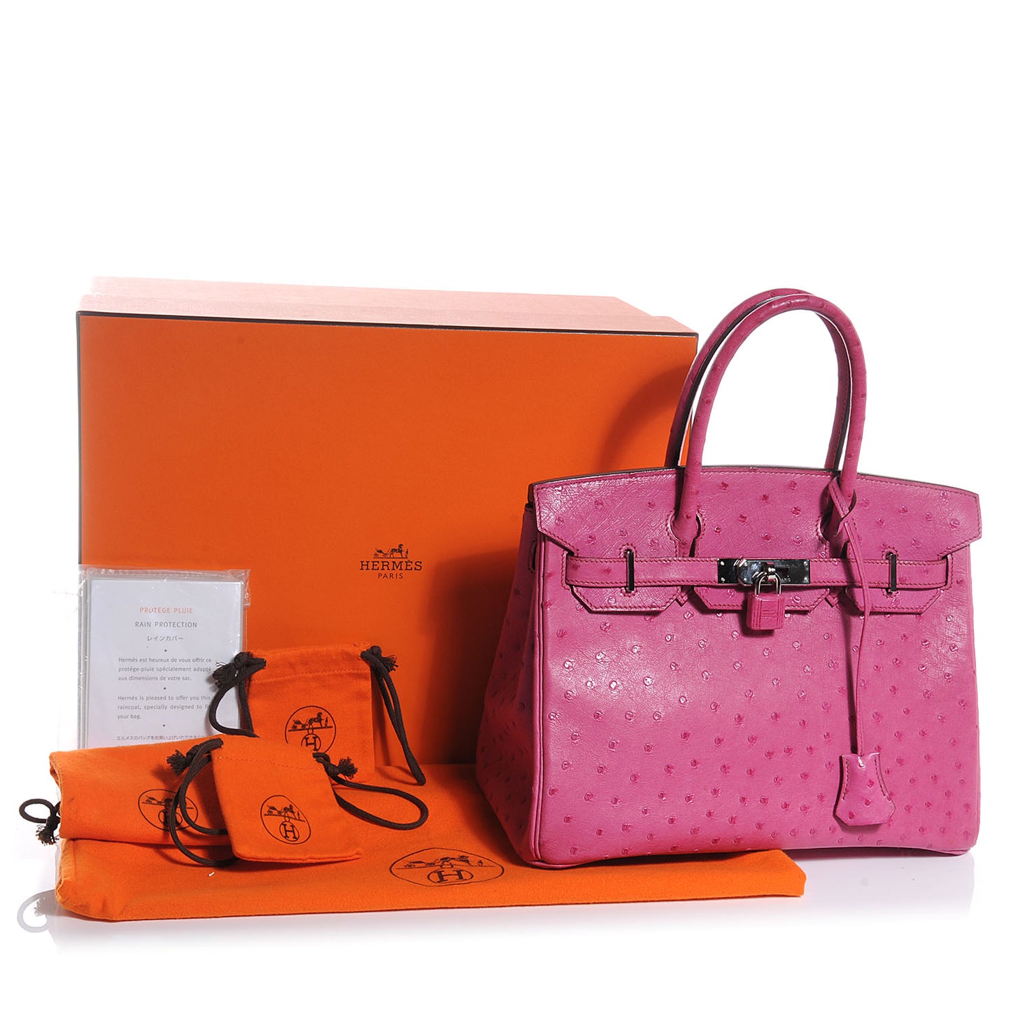Ostrich Birkin 30 Fuchsia