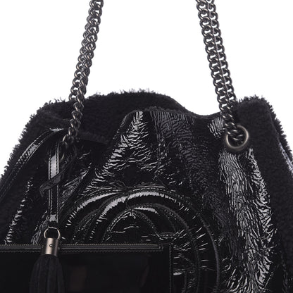 Gucci Patent Shearling Medium Soho Chain Shoulder Bag Black 9 of 11