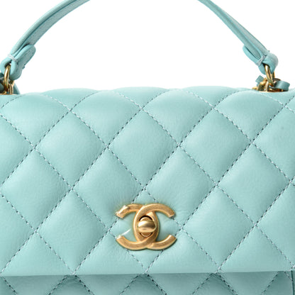 Chanel Calfskin Quilted Top Handle Flap Light Blue 10 of 11