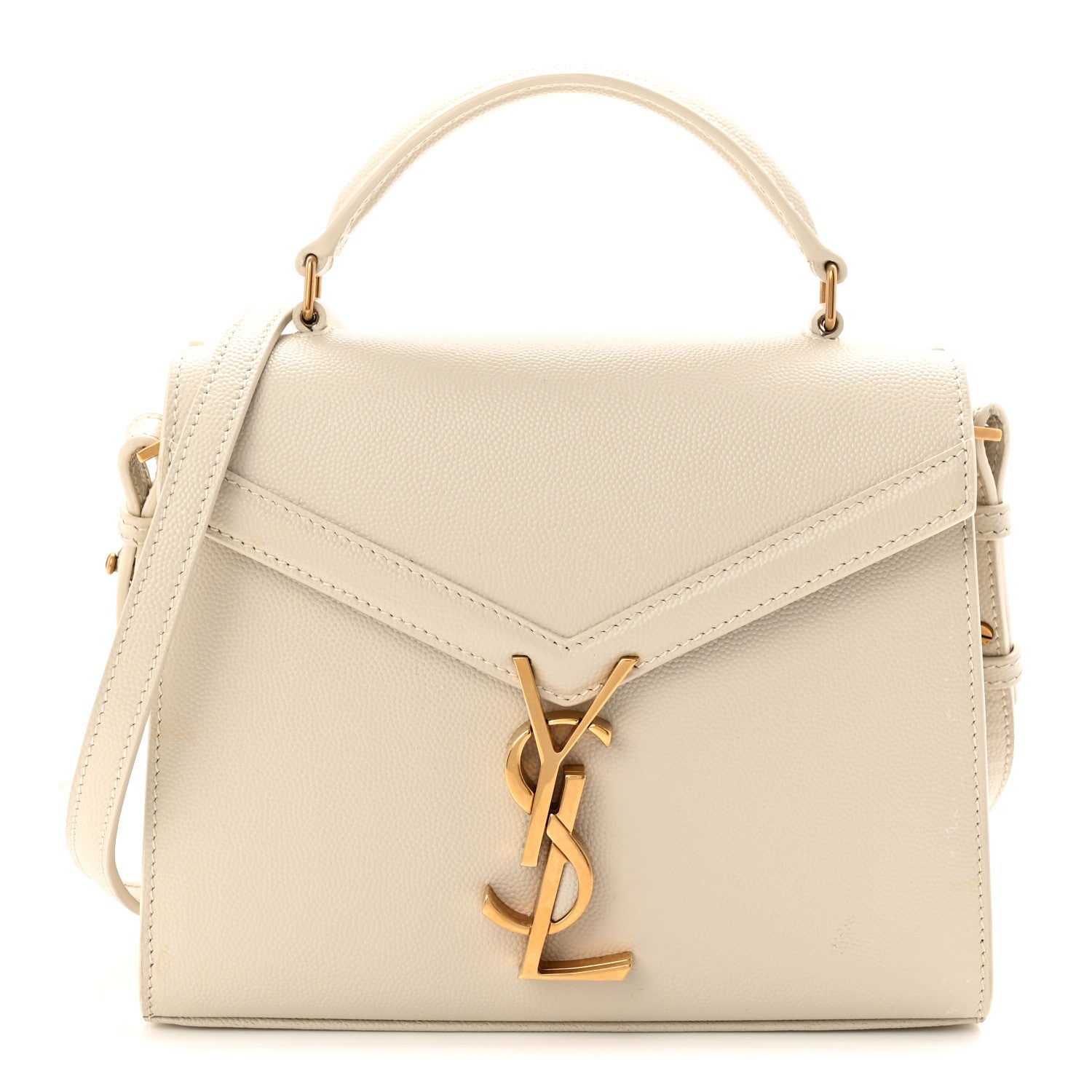 Saint Laurent Grain de Poudre Mini Classic Monogram Cassandra Top Handle Crema Soft 1 of 21
