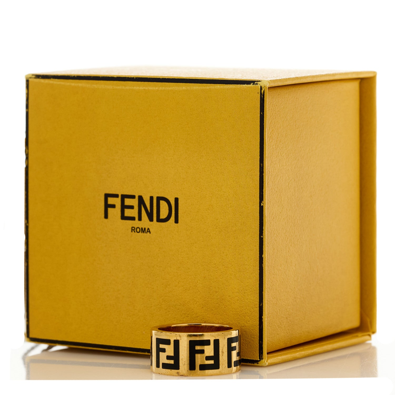 Fendi Metal Enamel Forever Fendi Ring M 54 7 Gold Black 7 of 7