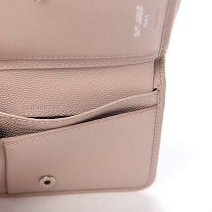 Saint Laurent Grain De Poudre Matelasse Monogram Compact Zip Around Wallet Pale Pink 10 of 11